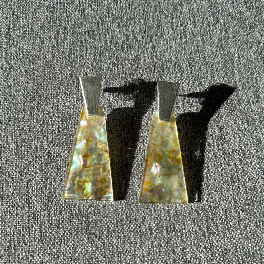Silver and Abalone Drop Earrings
